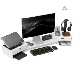 Support d’écran pour PC et laptop avec espace de rangement