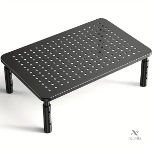 Support écran PC en métal perforé, rehausseur réglable