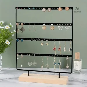 Rangement mural élégant pour accessoires de mode en bois