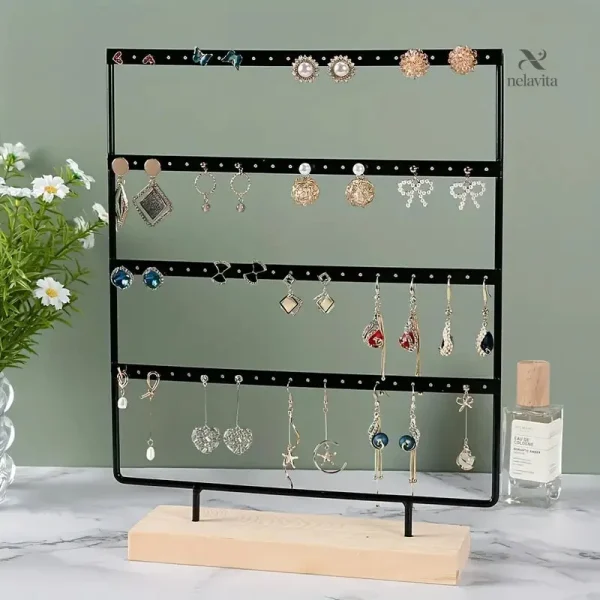 Rangement mural élégant pour accessoires de mode en bois