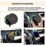 Support téléphone voiture magnétique puissant avec rotation 360°