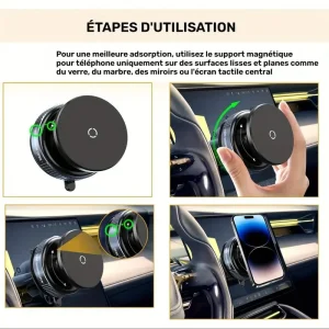 Support téléphone voiture magnétique puissant avec rotation 360°