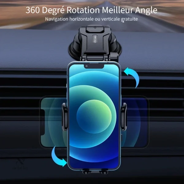 Accessoire stable pour smartphones, idéal en voiture avec ventouse