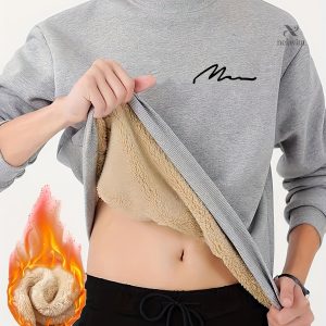 Sweatshirt d'Hiver Doublé en Polaire - Col Rond, Manches Longues