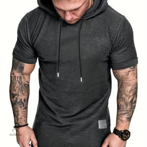 T-shirt à capuche décontracté pour hommes de grande taille