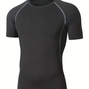 T-shirt de sport homme compression – Respirant & extensible – Idéal musculation, running et fitness