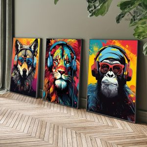 Art mural d'animaux stylisés, décor tendance et abordable