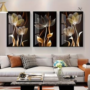 Décoration florale en noir et or pour intérieur
