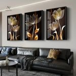 Fleurs noires et or en peinture moderne, style élégant