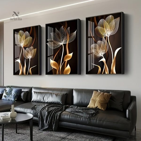 Fleurs noires et or en peinture moderne, style élégant