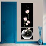 Lot de trois tableaux floraux pour décoration intérieure