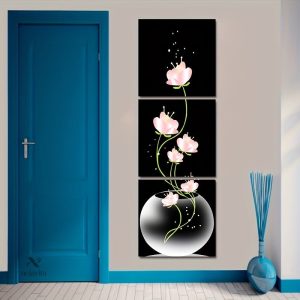 Lot de trois tableaux floraux pour décoration intérieure