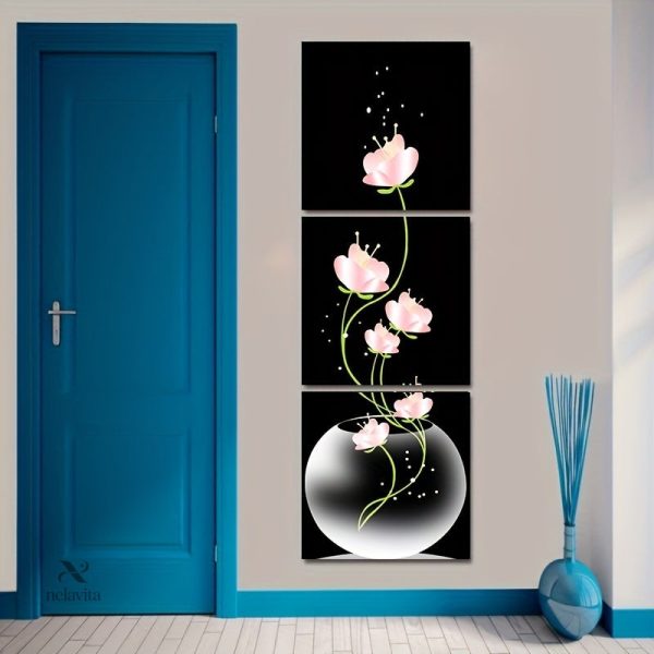 Lot de trois tableaux floraux pour décoration intérieure
