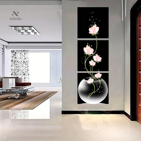 Triptyque de fleurs roses pour embellir votre espace
