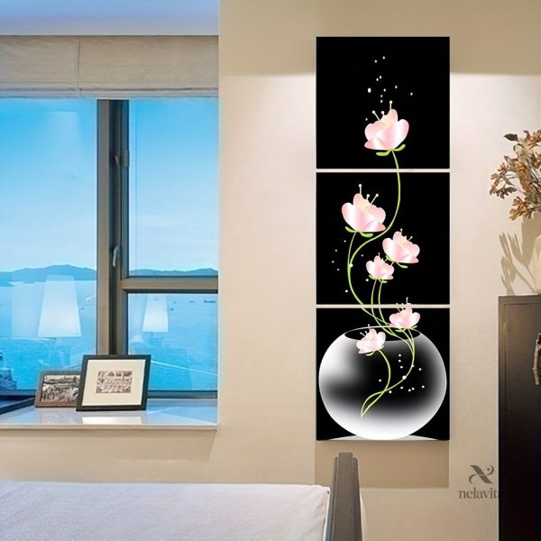 Décoration murale florale, ensemble de trois tableaux