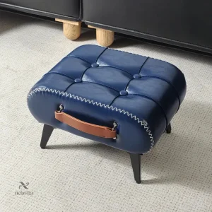 Tabouret Repose-Pieds en Similicuir avec Poignée – Pouf Multifonction pour Salon, Chambre et Boutique