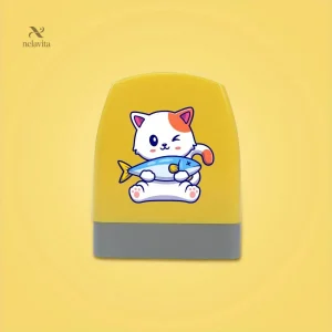 Tampon Encreur Personnalisé pour Enfant – Design Chat/Dinosaure/Zèbre Mignon – Idéal pour Fournitures et Cahiers