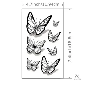 Tatouage fin et élégant de papillons noirs pour nuque