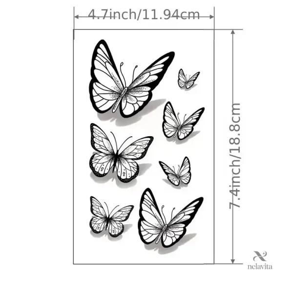 Tatouage fin et élégant de papillons noirs pour nuque