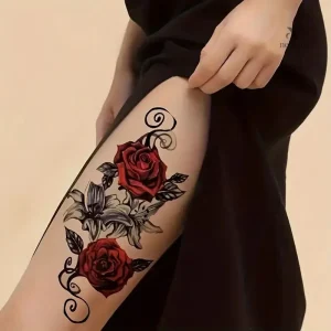 Tatouage temporaire élégant rose et lys à appliquer facilement