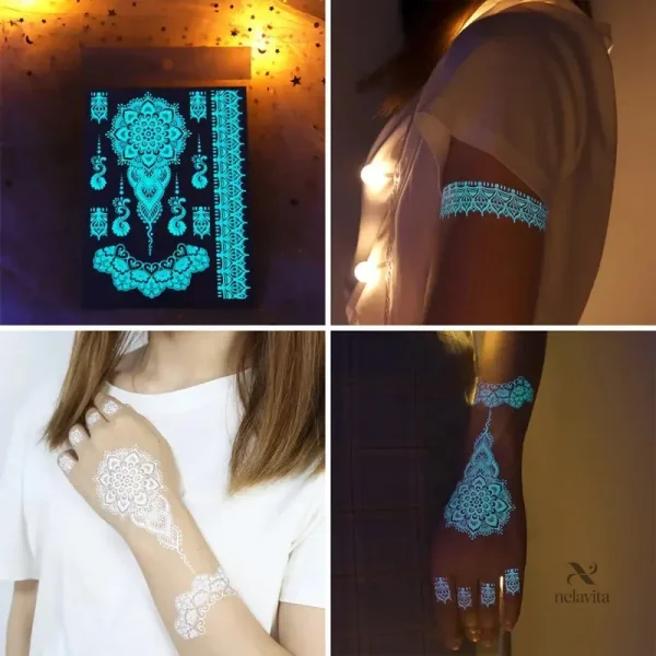 Tatouages temporaires mandala éclatants pour la peau