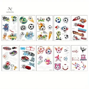 Tatouages éphémères football pour enfants, stickers temporaires