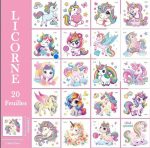 Tatouages éphémères licorne pour enfants, 20 feuilles colorées