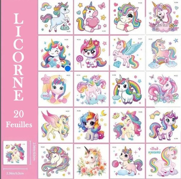 tatouages-ephemeres-licorne-pour-enfants-lot-de-20-feuill-gr9iu5-1 Tatouages éphémères licorne pour enfants, 20 feuilles colorées
