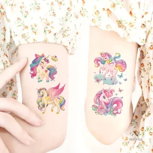 Lot de 20 tatouages temporaires sur le thème des licornes