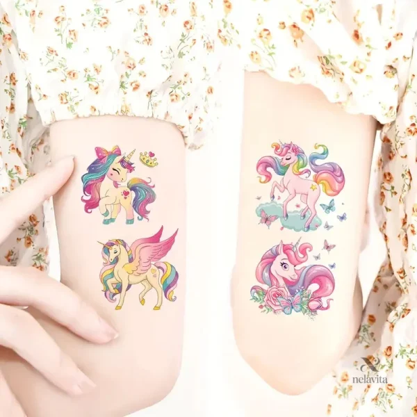 Lot de 20 tatouages temporaires sur le thème des licornes