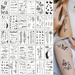 Tatouages éphémères minimalistes avec motifs papillons