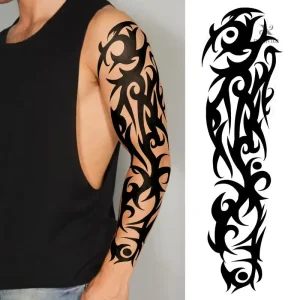 Lot de 10 manches tattoos avec designs d'horloge et crâne