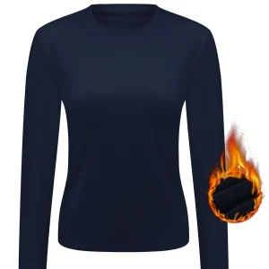 Tee-Shirt Thermique Femme Manches Longues – Haut Hiver Chaud Doublé Polaire