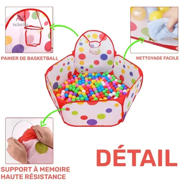 Aire de jeu pliable avec balles colorées pour éveil des enfants