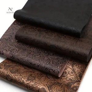 Tissu simili cuir floral relief pour ameublement décoratif