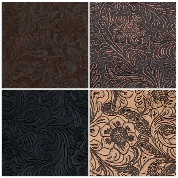 Simili cuir avec relief floral, idéal pour créations artisanales