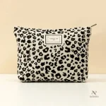 Trousse de maquillage imprimé léopard, pratique et spacieuse