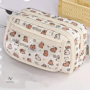 Trousse de Rangement Bébé Motif Capybara – Pochette Organisateur Multifonction pour Papeterie et Accessoires
