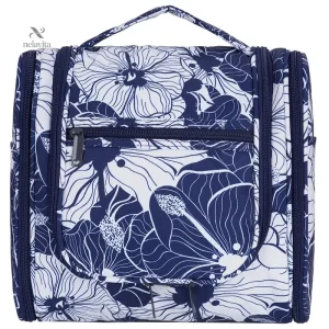 Trousse de toilette à motifs floraux bleus Grande capacité pour voyage organisé