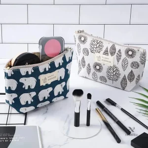 Trousse de toilette imprimée pour maquillage et accessoires