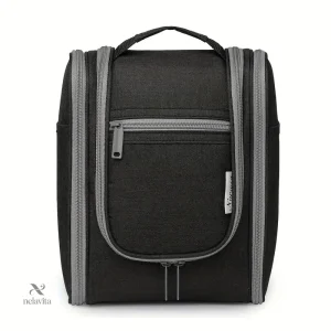 Trousse de toilette noire grande capacité Pochette voyage pratique et élégante