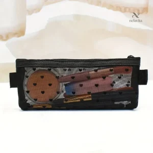 Trousse Maquillage Transparente en Maille avec Cœurs – Pochette de Rangement Stylée et Respirante