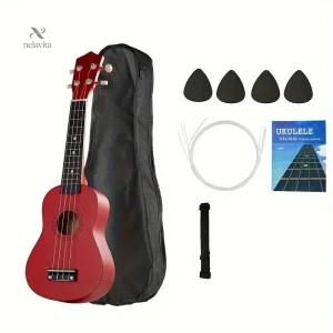 Ukulélé Soprano 21" avec Housse, Cordes, Médiators et Guide – Kit Complet pour Débutants