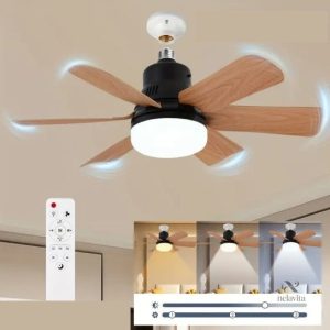 Ventilateur avec éclairage réglable et 3 vitesses