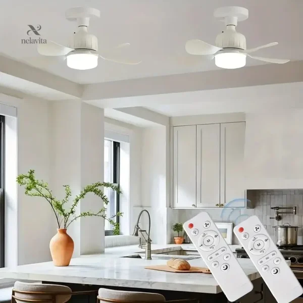 Ventilateur plafonnier avec éclairage LED, style contemporain