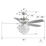 Ventilateur de plafond avec lustre en cristal élégant