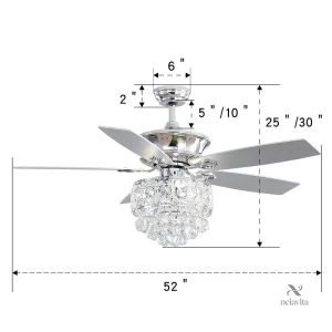 Ventilateur de plafond avec lustre en cristal élégant