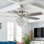Lustre cristal intégré au ventilateur de plafond moderne