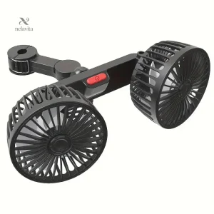 Ventilateur Double Tête Rotatif pour Voiture – USB Rechargeable, Silencieux et Orientable à 360°