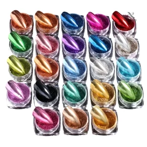 Vernis en Poudre Chrome Miroir - 24 Couleurs Éclatantes